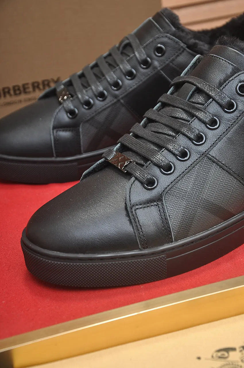 Men's shoes 💰480💶【Burberry】(wool lining) classic low-top sneakers｜Imported cowhide with classic plaid fabric｜wool lining｜original outsole｜fine workmanship and comfortable to wear Size: 38-44 (customized at 45)